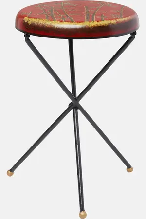 Les-Ottomans Hand-painted iron folding stool
