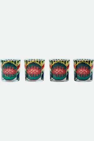 Les-Ottomans Set of 4 ikat-print glasses