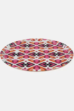 Les-Ottomans Ikat wooden tray