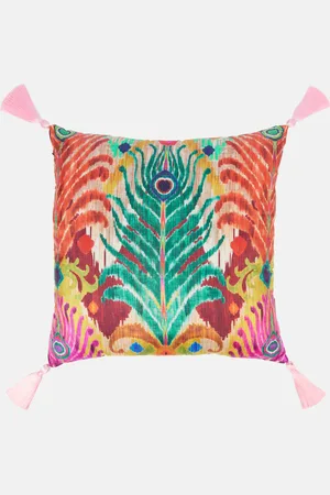 Les-Ottomans Peacock silk cushion by Matthew Williamson
