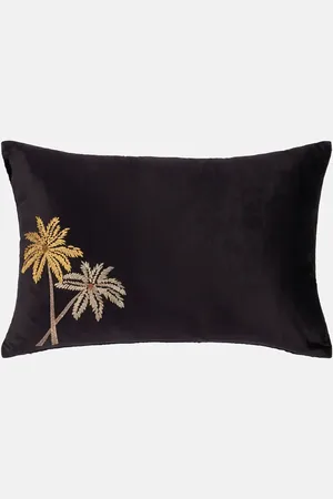 Les-Ottomans Palms embroidered velvet cushion