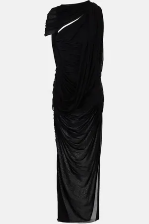MUGLER Draped open-back jersey maxi dress