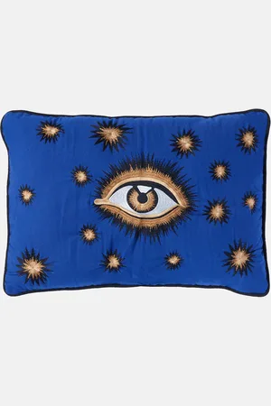 Les-Ottomans Eye embroidered cotton cushion