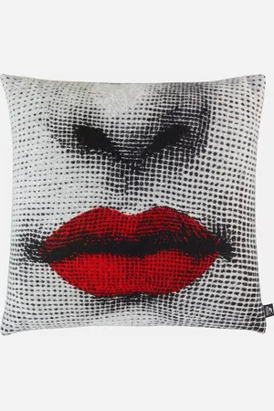 FORNASETTI Kiss jacquard cushion