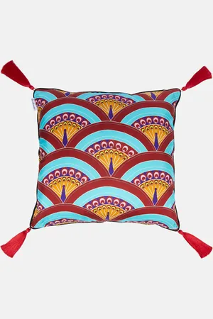 Les-Ottomans Peacock silk cushion by Matthew Williamson