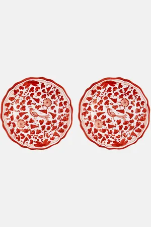 Les-Ottomans Peacock set of 2 bread plates by Bertrando Di Renzo