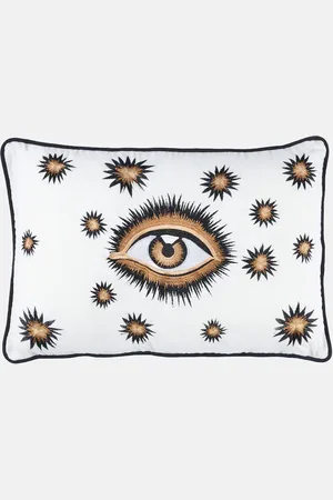 Les-Ottomans Eye embroidered cotton cushion