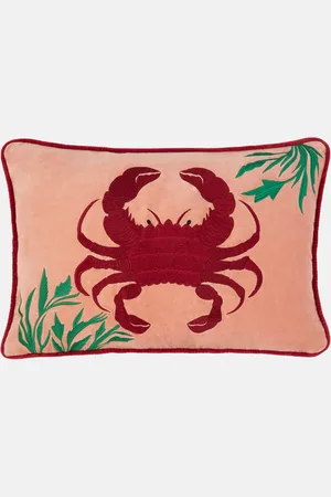 Les-Ottomans Crab embroidered velvet cushion