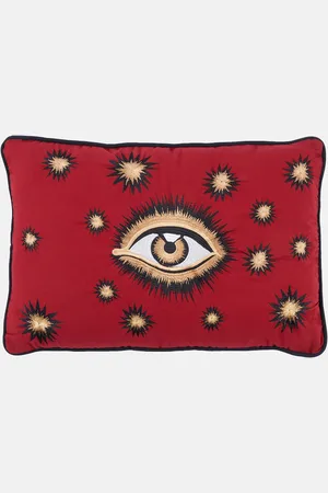 Les-Ottomans Eye embroidered cotton cushion