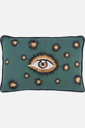 Les-Ottomans Eye embroidered cotton cushion