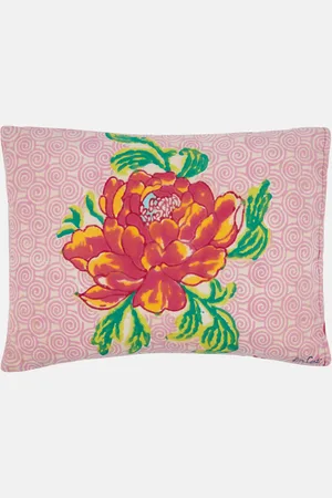 LISA CORTI Camelia Magenta rectangular cotton cushion