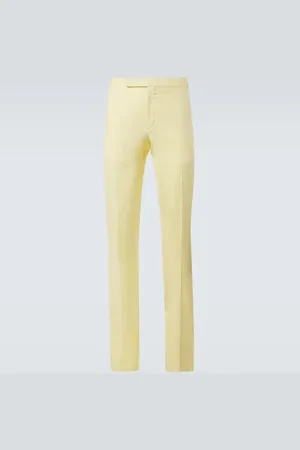 Ralph Lauren High-rise silk and linen straight pants