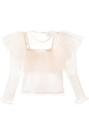 Petite Amalie Ruffled tulle blouse