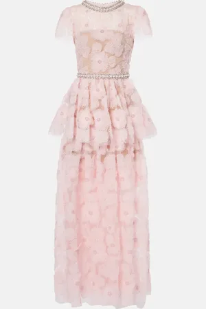 Self-Portrait Embellished floral tulle gown