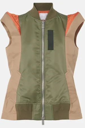 SACAI Paneled twill and gabardine vest
