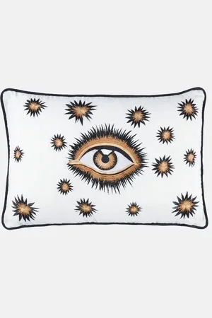 Les-Ottomans Eye embroidered cotton cushion