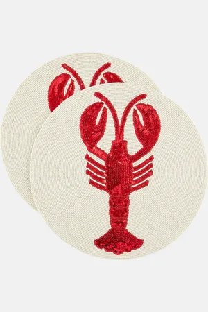 Les-Ottomans Lobster set of 2 beaded placemats