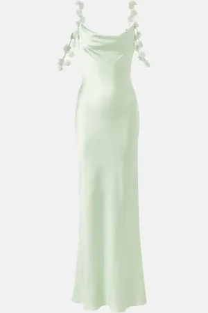 Self-Portrait Floral-appliquÃ© satin gown