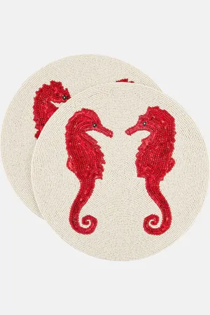 Les-Ottomans Seahorse set of 2 beaded placemats