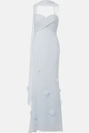 Self-Portrait Floral-appliquÃ© silk-detail georgette gown