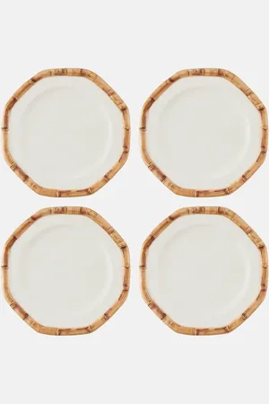 Les-Ottomans Bamboo set of 4 ceramic dinner plates