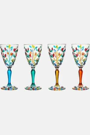 Les-Ottomans Floral set of 4 crystal glasses