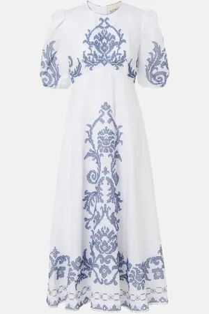 ALÉMAIS AlÃ©mais Hazel embroidered linen midi dress