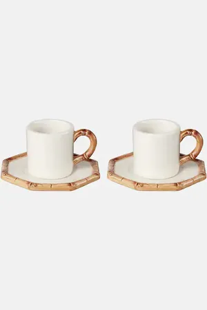 Les-Ottomans Bamboo set of 2 espresso cups and saucers