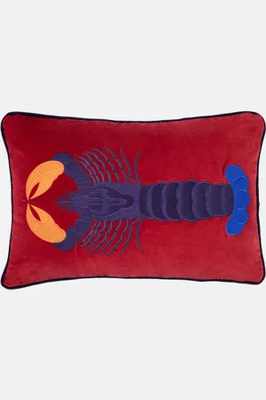 Les-Ottomans Lobster embroidered cushion