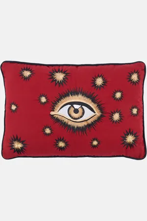 Les-Ottomans Eye embroidered cotton cushion