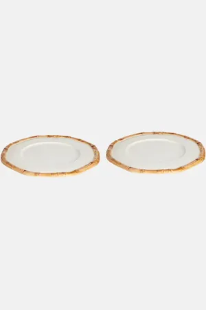 Les-Ottomans Bamboo set of 2 ceramic charger plates