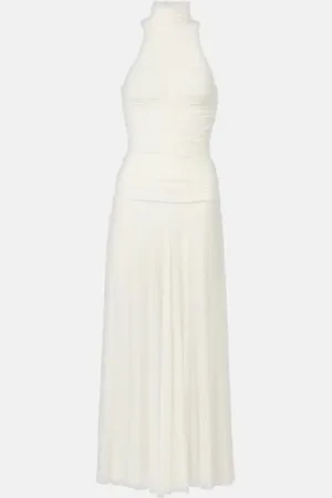 MAGDA BUTRYM Ruched sheer high-neck maxi dress