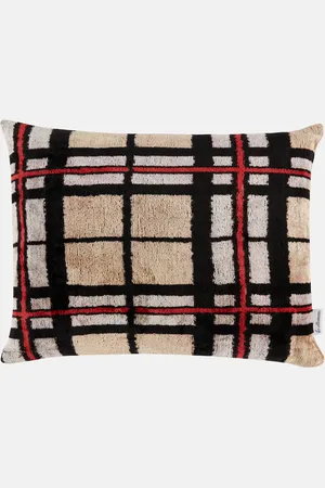 Les-Ottomans Checked silk velvet cushion