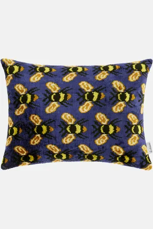 Les-Ottomans Bees silk and cotton velvet cushion