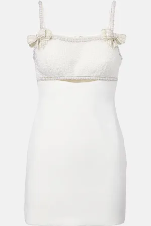 Self-Portrait Faux pearl-embellished crÃªpe minidress