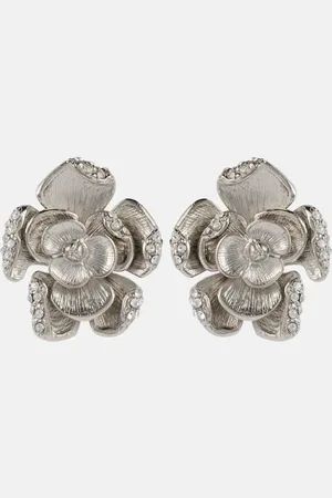 Oscar de la Renta Small floral crystal-embellished earrings