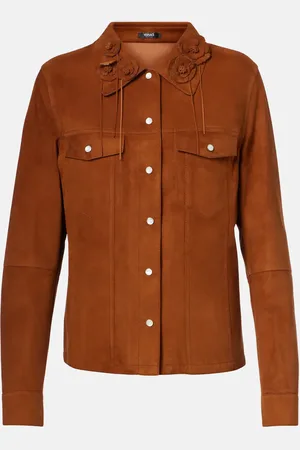 VERSACE Floral-appliquÃ© suede jacket