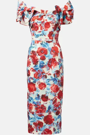 Rebecca Vallance Fleurette floral taffeta midi dress