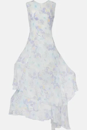 Loewe Floral asymmetric silk maxi dress