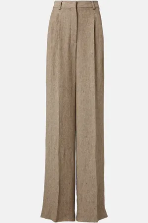 Loro Piana Nyack chevron linen crÃªpe wide-leg pants