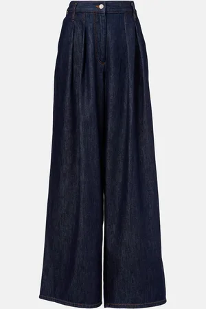 DRIES VAN NOTEN Pleated high-rise wide-leg jeans