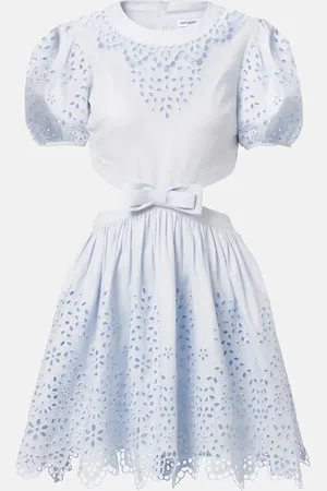 Self-Portrait Embroidered bow-detail cutout minidress
