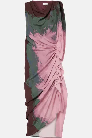 DRIES VAN NOTEN Draped silk-blend georgette midi dress