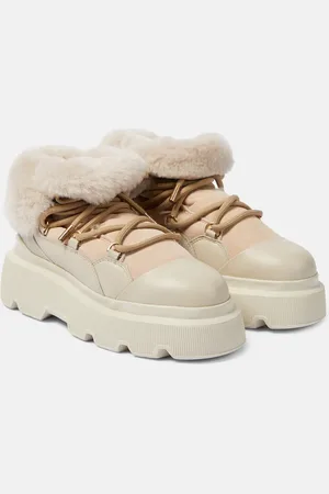 INUIKII Shearling-trimmed leather ankle boots