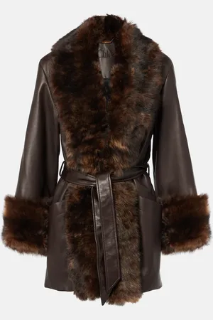Chloé ChloÃ© Shearling-trimmed leather wrap jacket