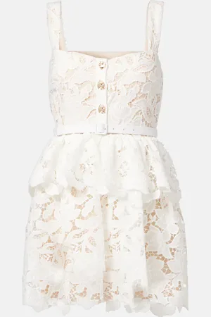Self-Portrait Scalloped tiered lace minidress
