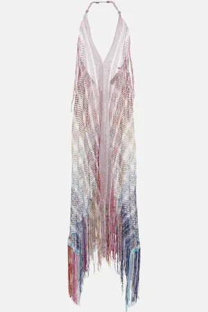 Missoni Striped fringed halterneck cover-up