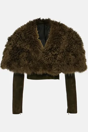 Alaïa AlaÃ¯a Cropped shearling and suede jacket