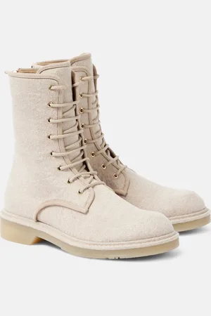 Max Mara Bakerzip suede-trimmed combat boots