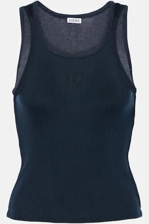 Loewe Anagram ribbed-knit silk jersey tank top